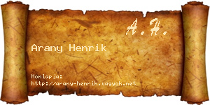 Arany Henrik névjegykártya
