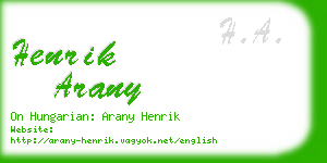 henrik arany business card